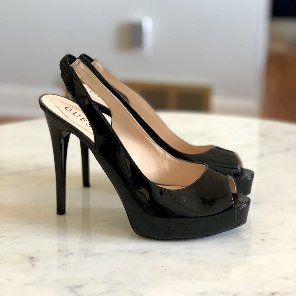 Guess Black Peep Toe Pumps